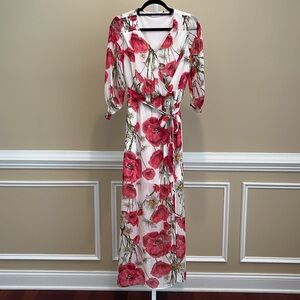 New York & Company Pink and White Floral Maxi Dress Size 6